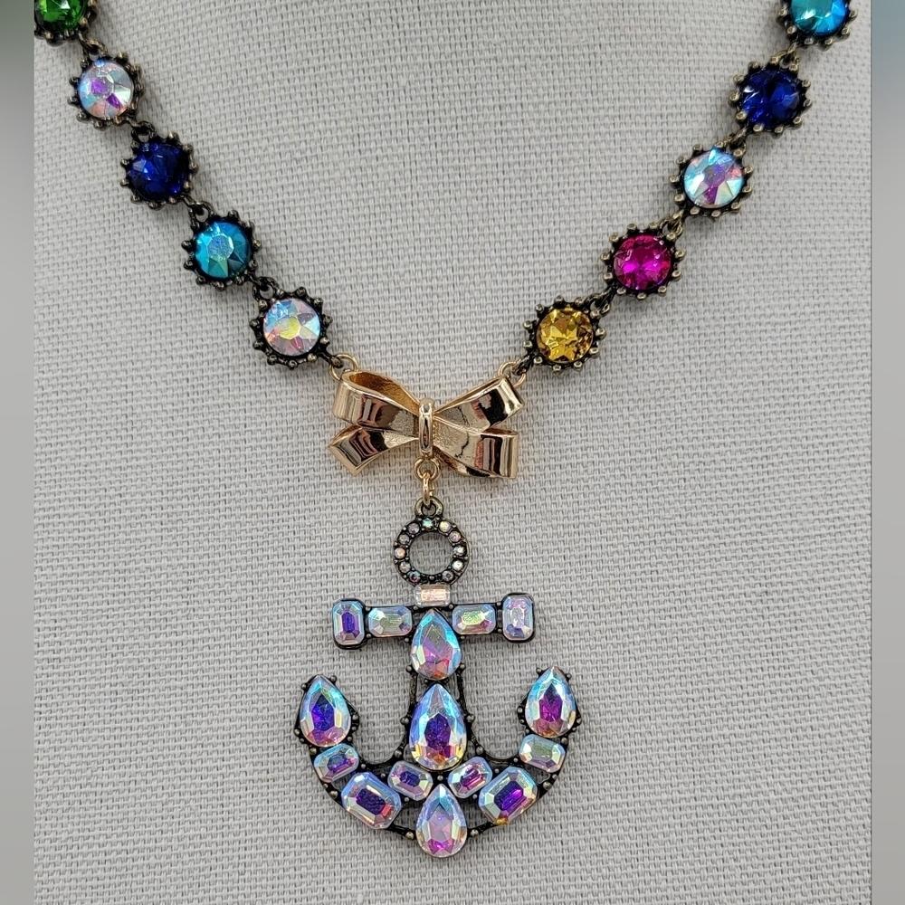 Betsey Johnson Necklace Anchor Crystal NWT #2381 - Picture 2 of 12
